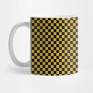 Wonky Checkerboard, Black and Gold Mug